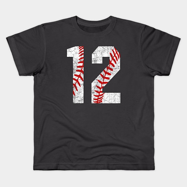 Vintage #12 Baseball Laces Baseball Mom Jersey Love Baseball T-shirt Kids T-Shirt by TeeCreations